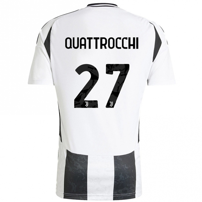 Kids Football Juan Ignacio Quattrocchi #27 White Black Home Jersey 2024/25 T-Shirt