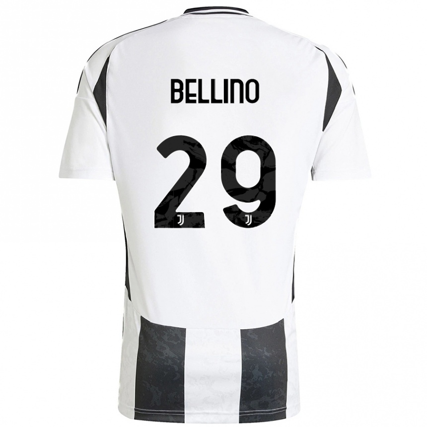 Kids Football Filippo Bellino #29 White Black Home Jersey 2024/25 T-Shirt