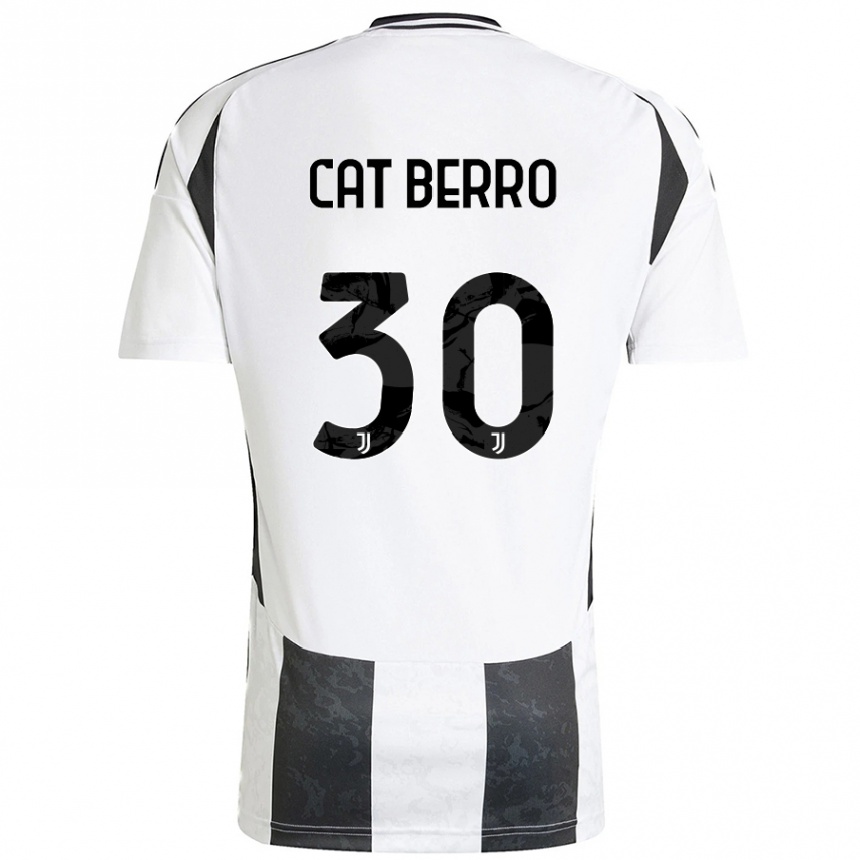 Kids Football Simone Cat Berro #30 White Black Home Jersey 2024/25 T-Shirt