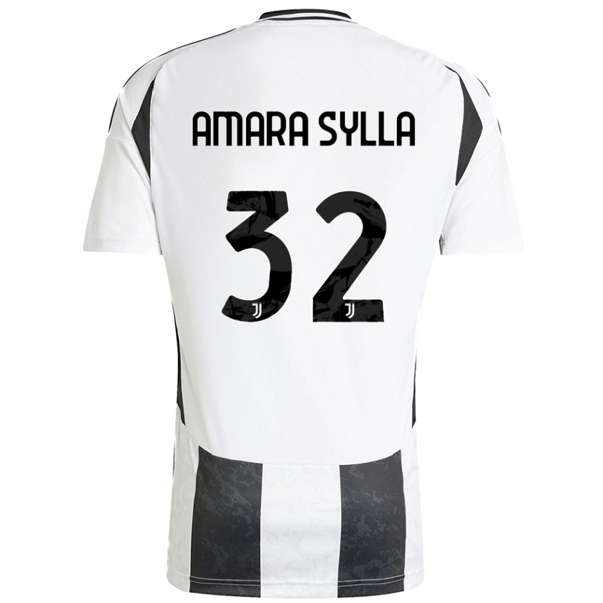 Kids Football Idris Amara Sylla #32 White Black Home Jersey 2024/25 T-Shirt