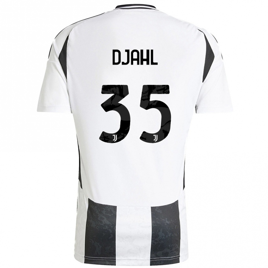 Kids Football Rayan Djahl #35 White Black Home Jersey 2024/25 T-Shirt