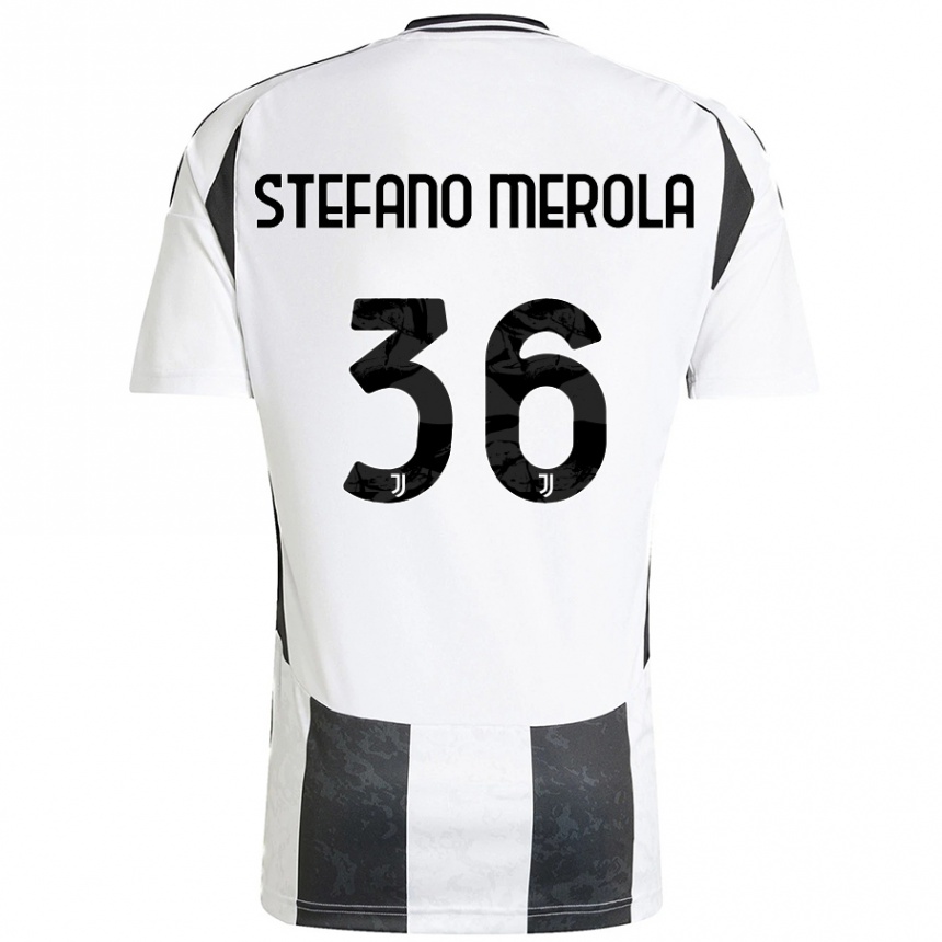 Kids Football Antonio Stefano Merola #36 White Black Home Jersey 2024/25 T-Shirt