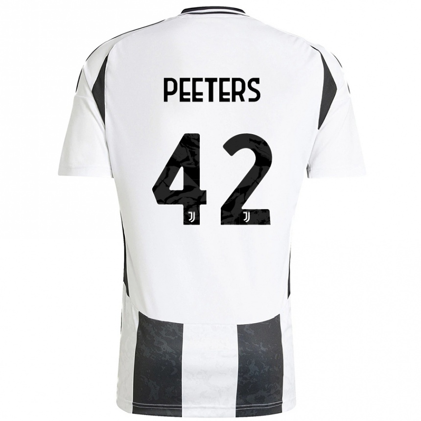 Kids Football Daouda Peeters #42 White Black Home Jersey 2024/25 T-Shirt