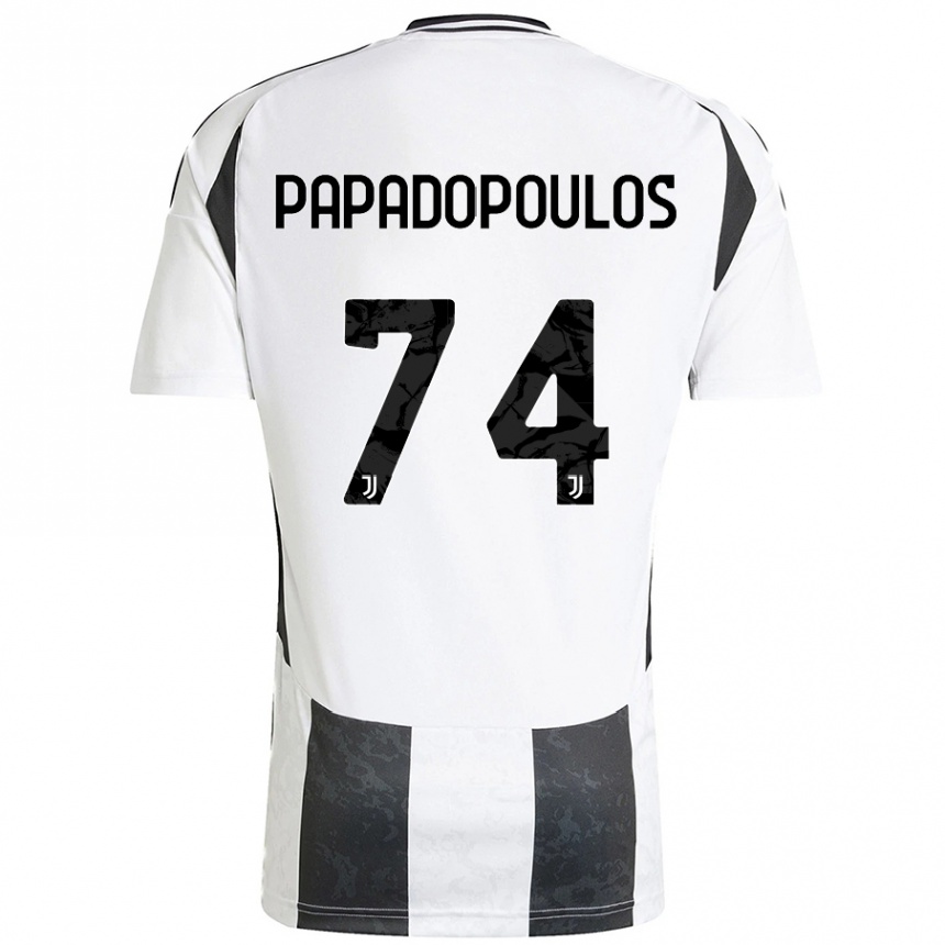 Kids Football Christos Papadopoulos #74 White Black Home Jersey 2024/25 T-Shirt