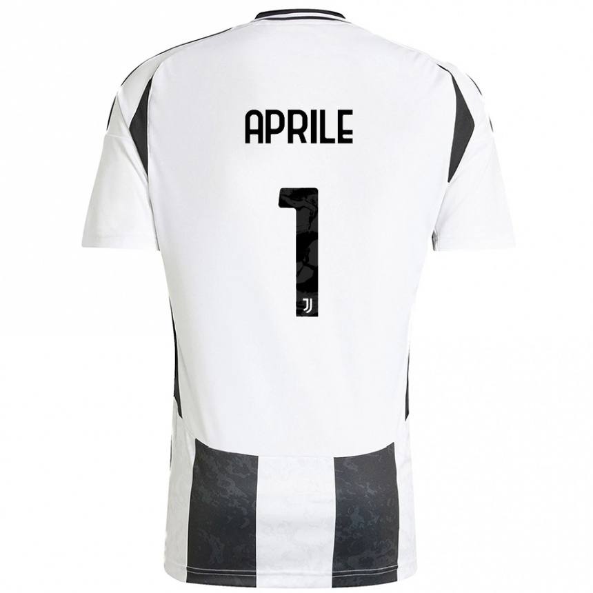 Kids Football Roberta Aprile #1 White Black Home Jersey 2024/25 T-Shirt