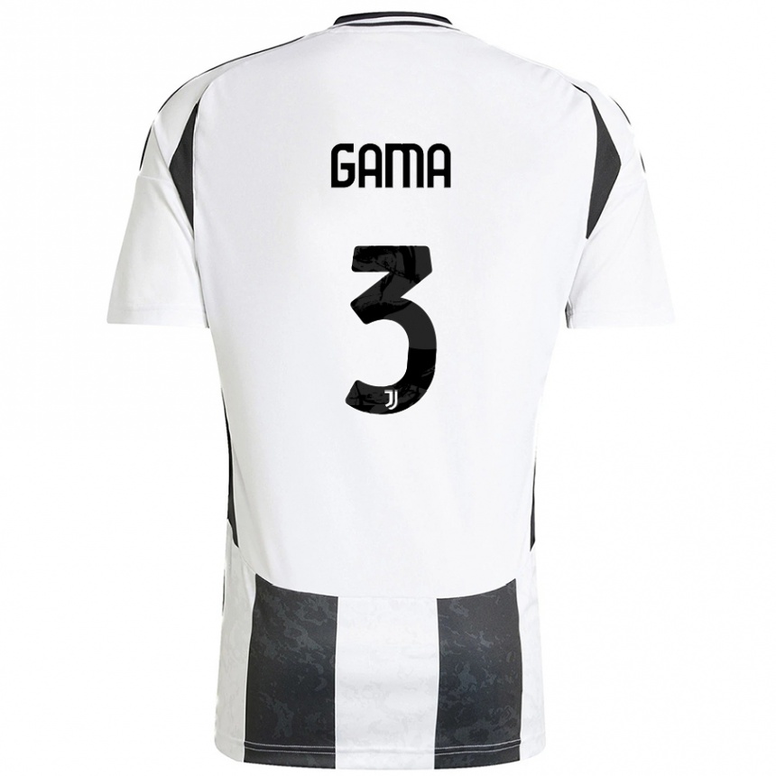 Kids Football Sara Gama #3 White Black Home Jersey 2024/25 T-Shirt