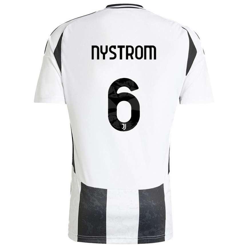 Kids Football Paulina Nyström #6 White Black Home Jersey 2024/25 T-Shirt