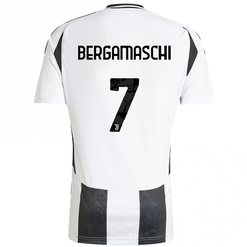 Kids Football Valentina Bergamaschi #7 White Black Home Jersey 2024/25 T-Shirt