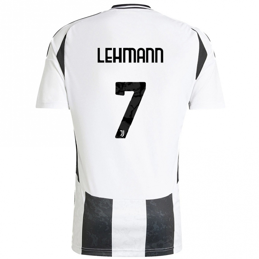 Kids Football Alisha Lehmann #7 White Black Home Jersey 2024/25 T-Shirt