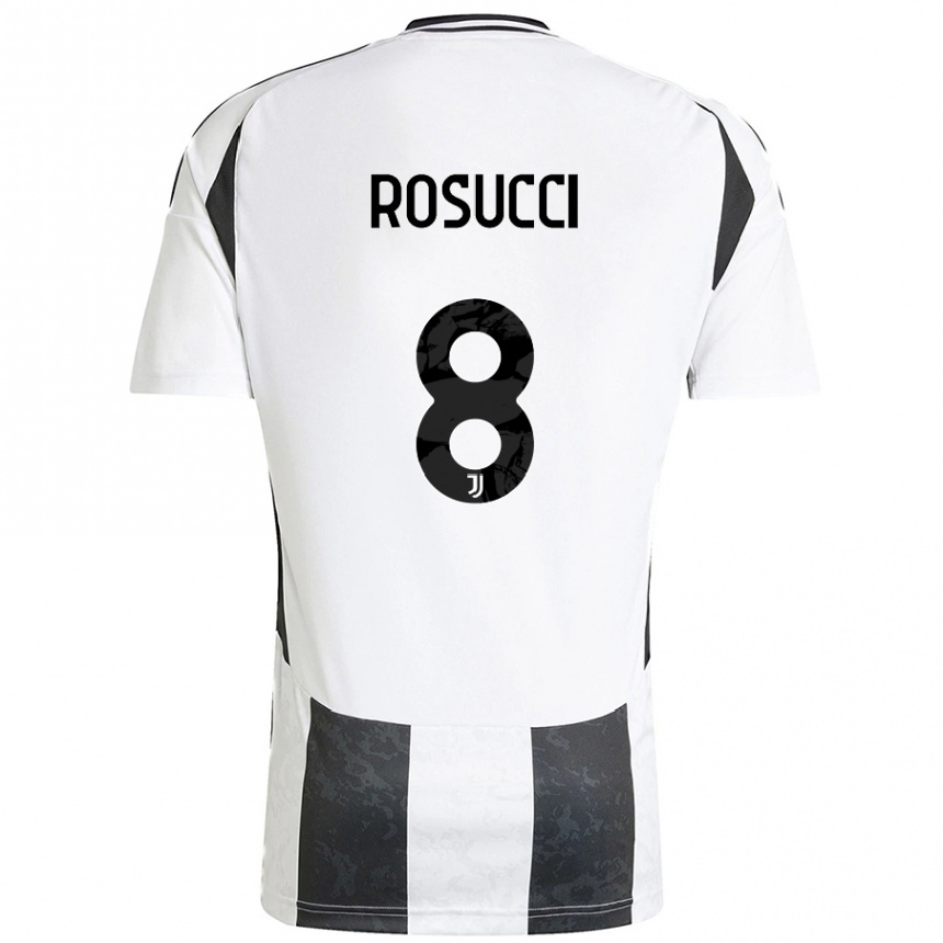 Kids Football Martina Rosucci #8 White Black Home Jersey 2024/25 T-Shirt