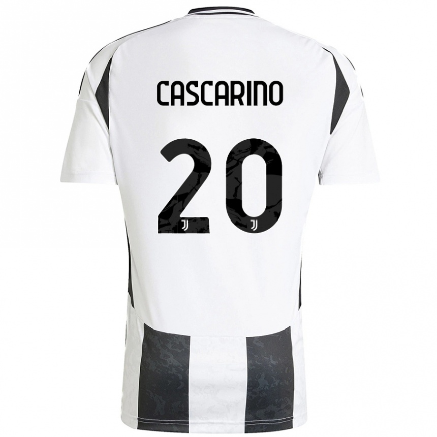 Kids Football Estelle Cascarino #20 White Black Home Jersey 2024/25 T-Shirt