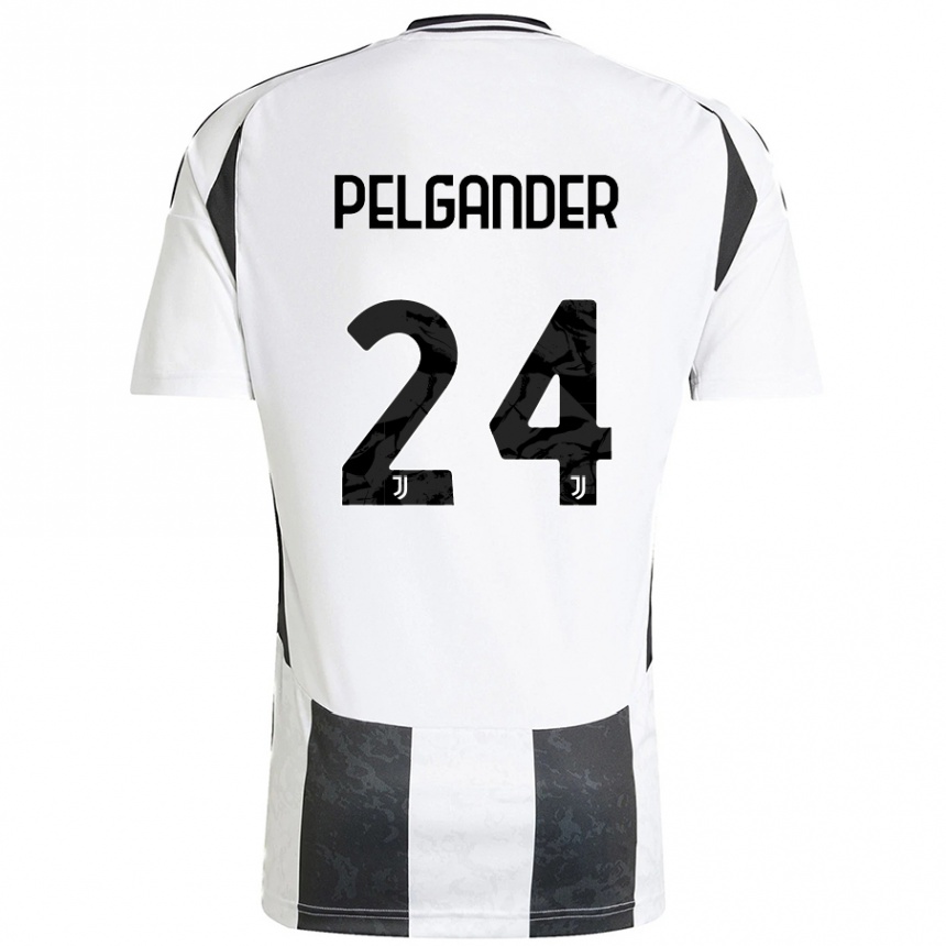 Kids Football Elsa Pelgander #24 White Black Home Jersey 2024/25 T-Shirt