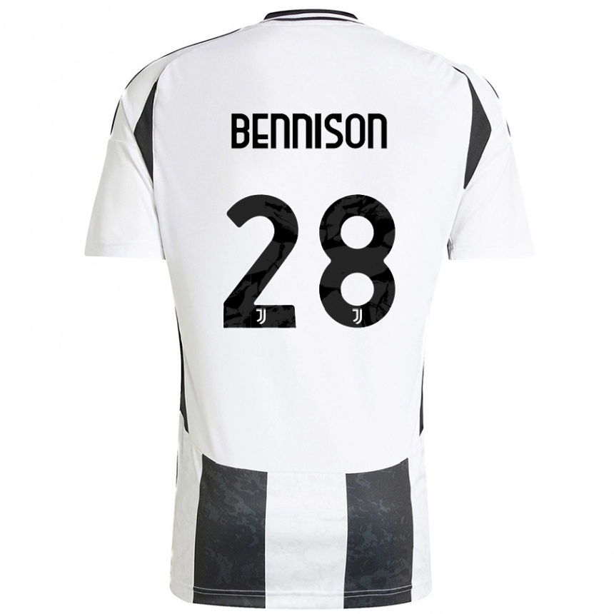 Kids Football Hanna Bennison #28 White Black Home Jersey 2024/25 T-Shirt