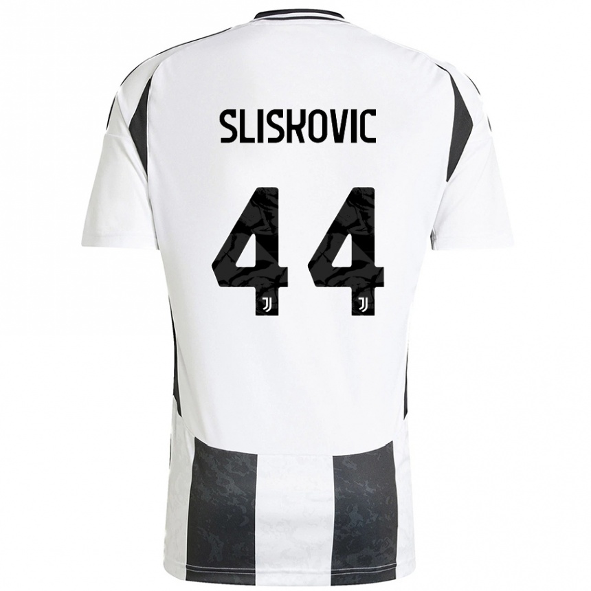 Kids Football Gloria Slišković #44 White Black Home Jersey 2024/25 T-Shirt