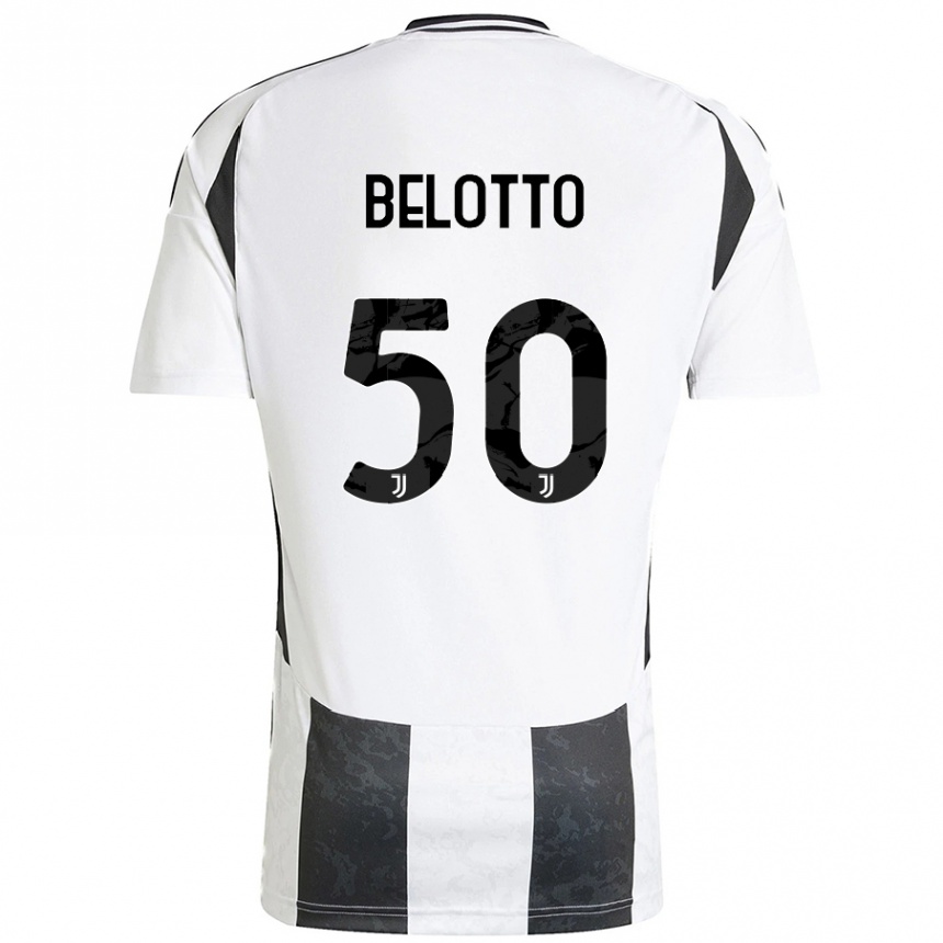 Kids Football Soledad Belotto #50 White Black Home Jersey 2024/25 T-Shirt