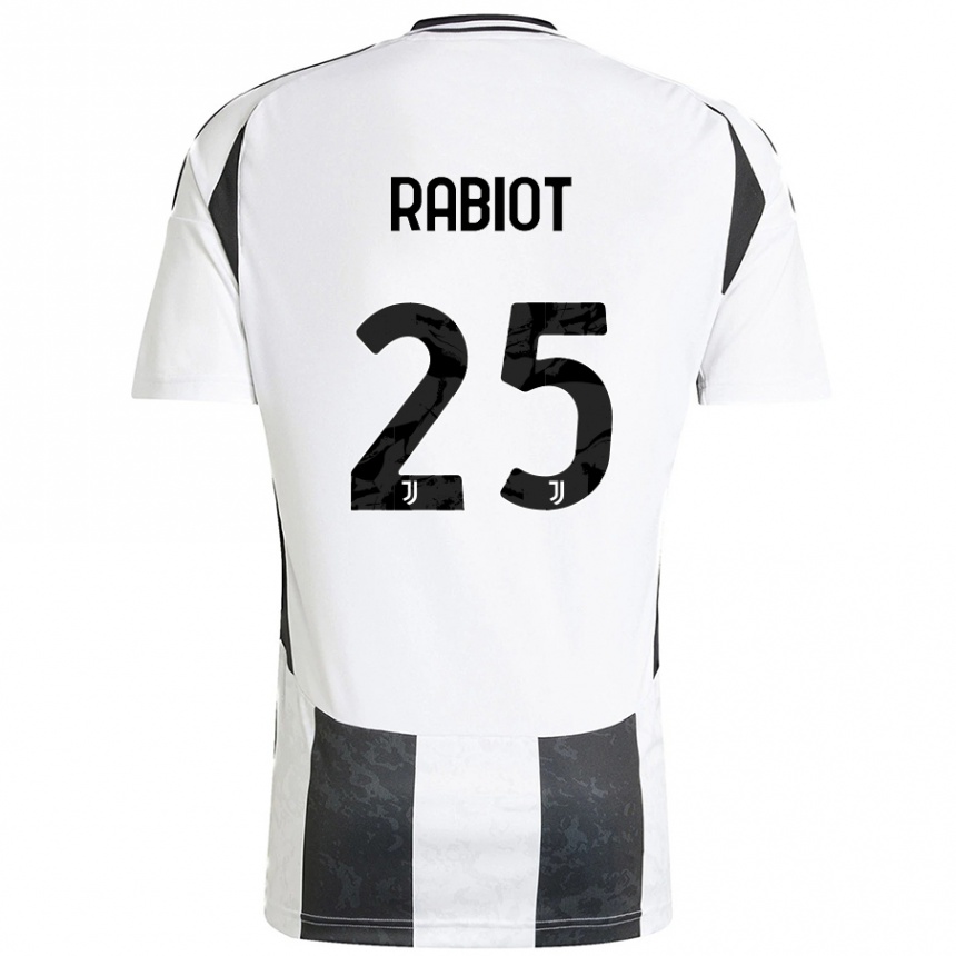 Kids Football Adrien Rabiot #25 White Black Home Jersey 2024/25 T-Shirt