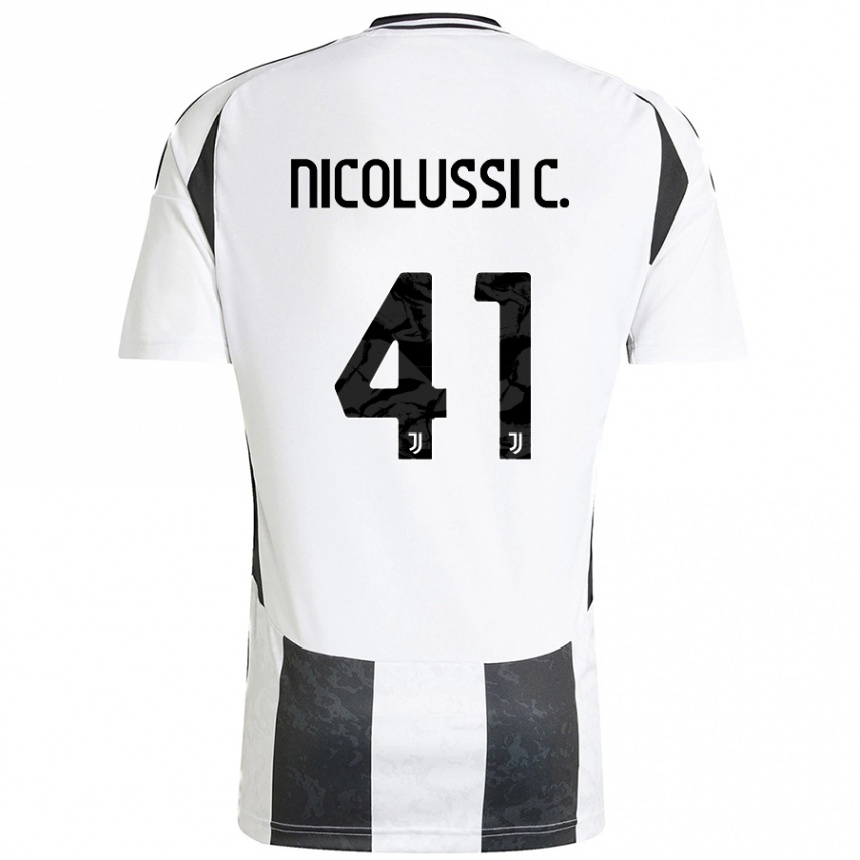 Kids Football Hans Nicolussi Caviglia #41 White Black Home Jersey 2024/25 T-Shirt