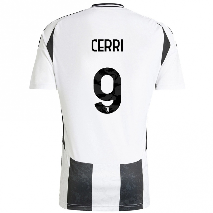 Kids Football Leonardo Cerri #9 White Black Home Jersey 2024/25 T-Shirt