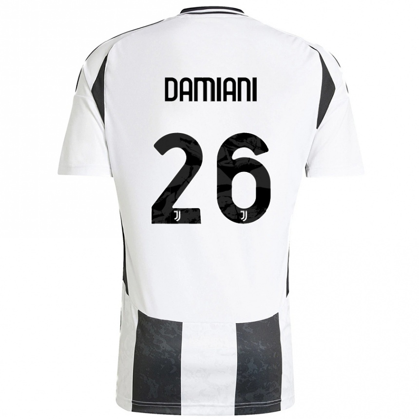 Kids Football Samuele Damiani #26 White Black Home Jersey 2024/25 T-Shirt