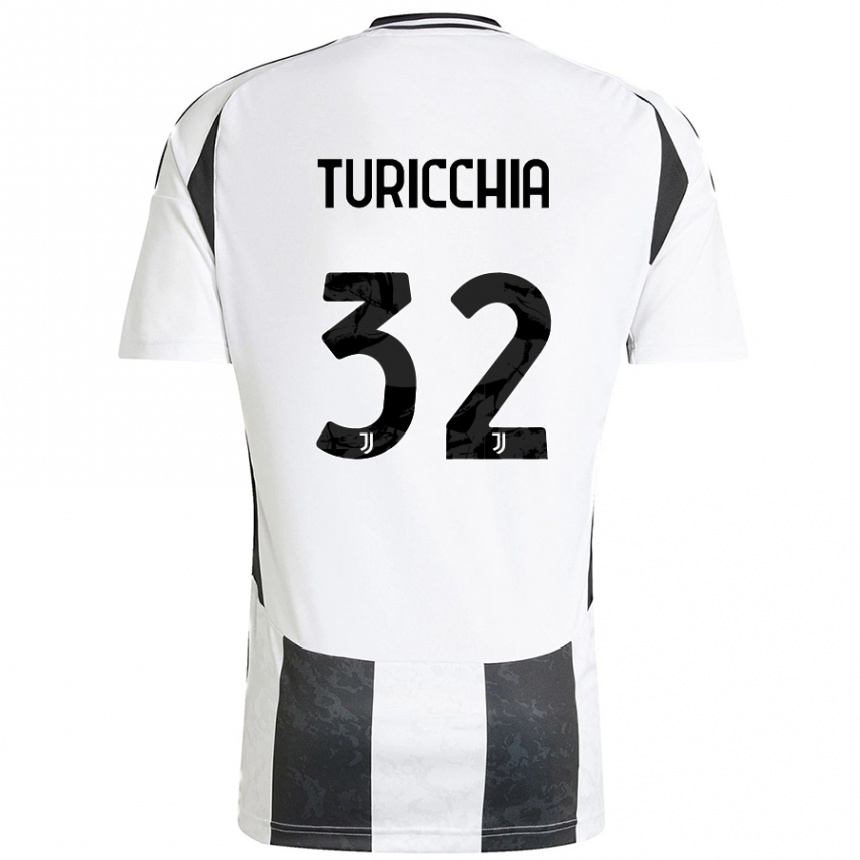 Kids Football Riccardo Turicchia #32 White Black Home Jersey 2024/25 T-Shirt