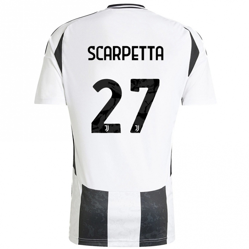 Kids Football Jacopo Scarpetta #27 White Black Home Jersey 2024/25 T-Shirt