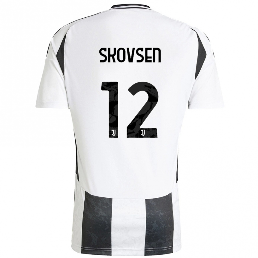 Kids Football Matilde Lundorf Skovsen #12 White Black Home Jersey 2024/25 T-Shirt