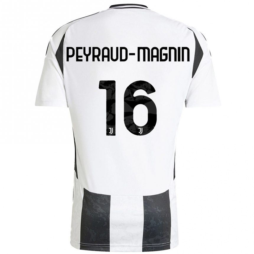 Kids Football Pauline Peyraud-Magnin #16 White Black Home Jersey 2024/25 T-Shirt