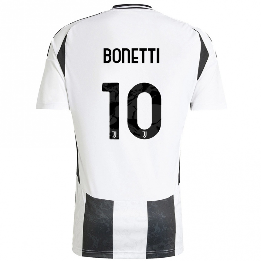 Kids Football Andrea Bonetti #10 White Black Home Jersey 2024/25 T-Shirt