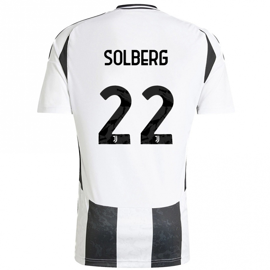 Kids Football Elias Solberg #22 White Black Home Jersey 2024/25 T-Shirt