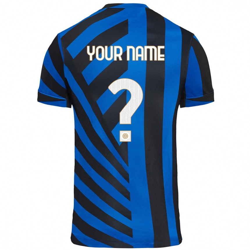 Kids Football Your Name #0 Blue Black Home Jersey 2024/25 T-Shirt