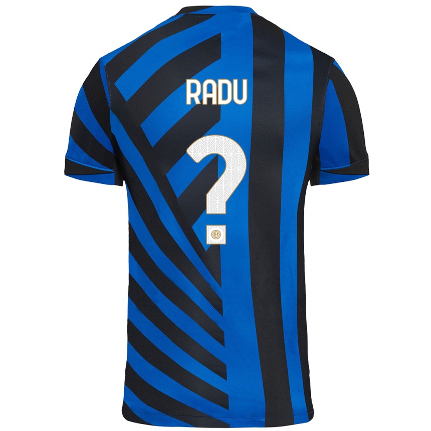 Kids Football Andrei Radu #0 Blue Black Home Jersey 2024/25 T-Shirt