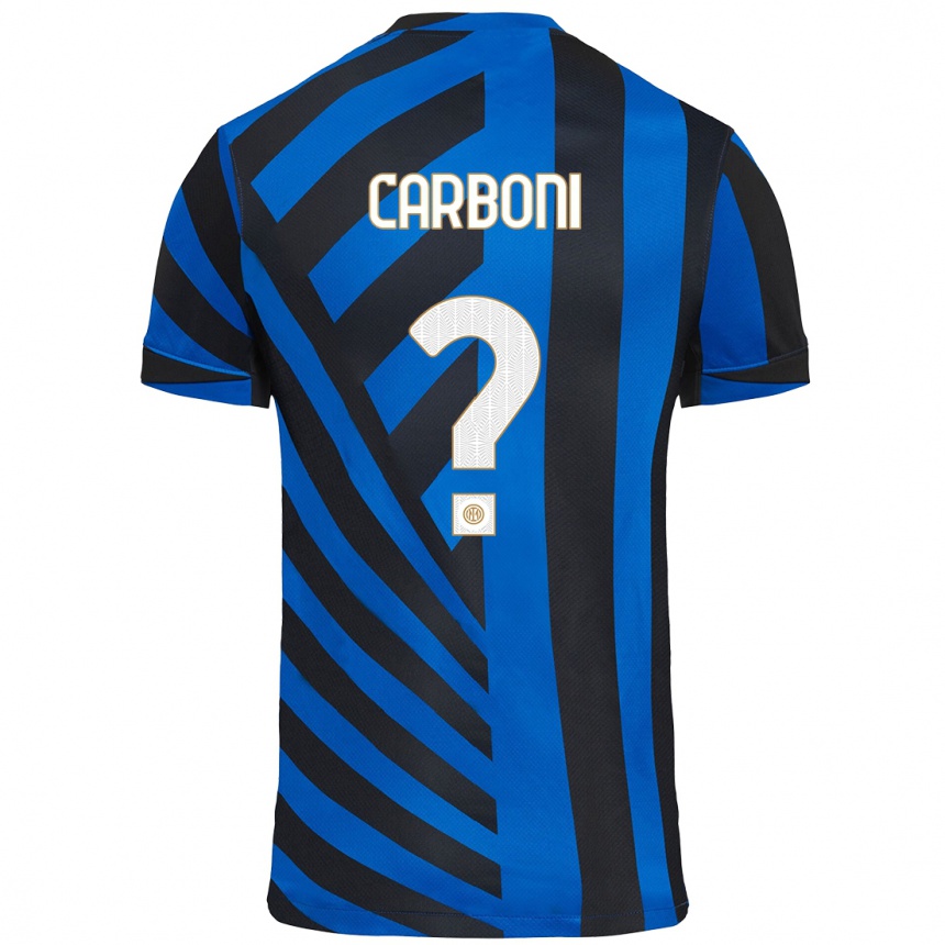 Kids Football Franco Carboni #0 Blue Black Home Jersey 2024/25 T-Shirt