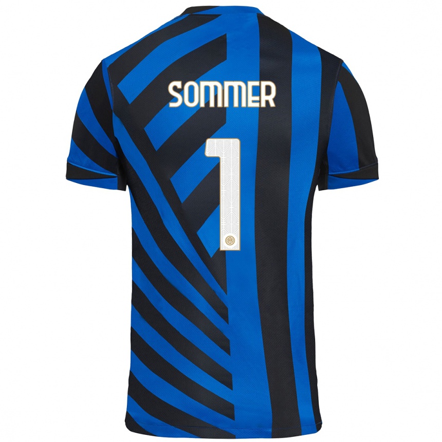 Kids Football Yann Sommer #1 Blue Black Home Jersey 2024/25 T-Shirt