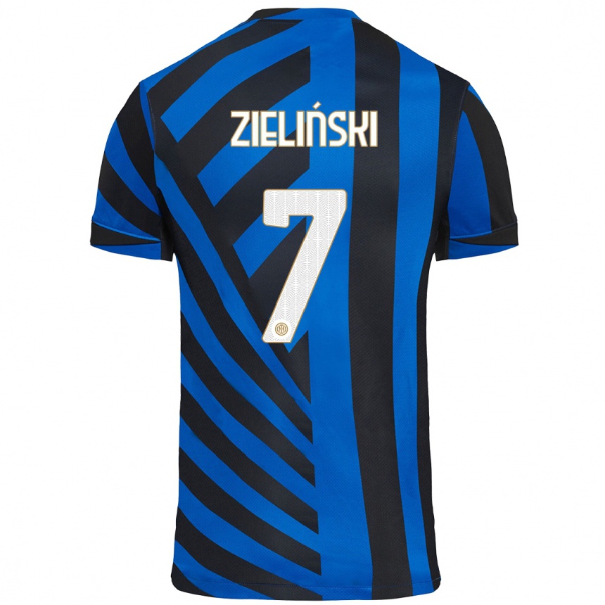 Kids Football Piotr Zielinski #7 Blue Black Home Jersey 2024/25 T-Shirt