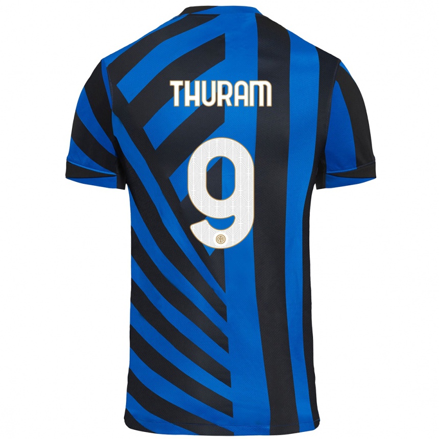 Kids Football Marcus Thuram #9 Blue Black Home Jersey 2024/25 T-Shirt