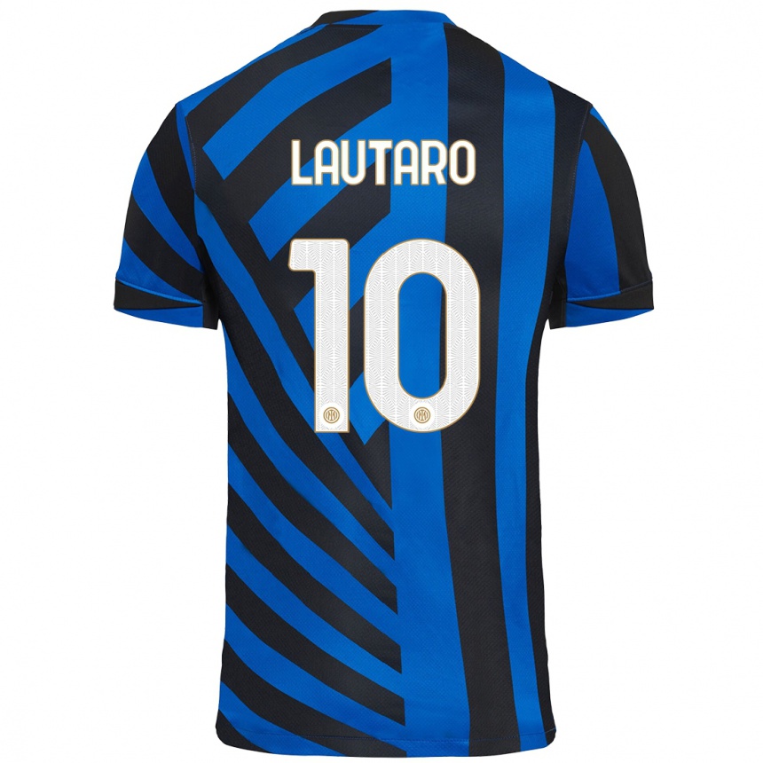 Kids Football Lautaro Martinez #10 Blue Black Home Jersey 2024/25 T-Shirt