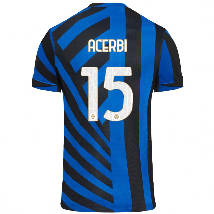 Kids Football Francesco Acerbi #15 Blue Black Home Jersey 2024/25 T-Shirt