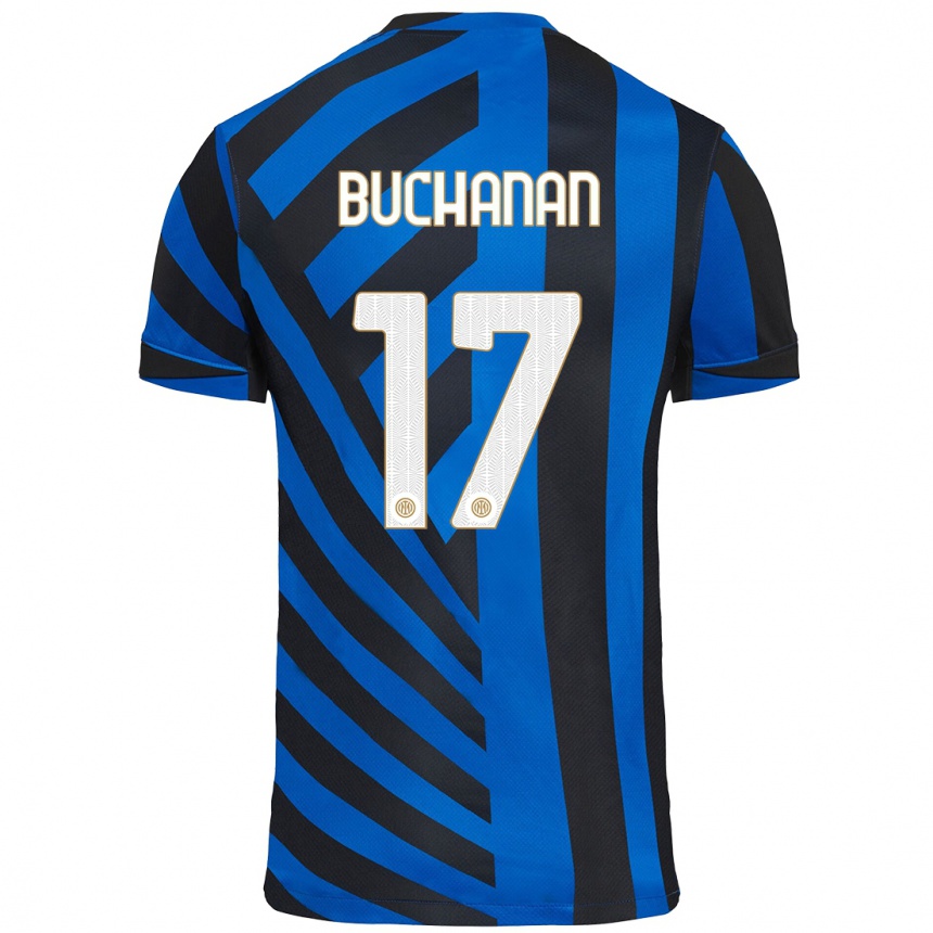 Kids Football Tajon Buchanan #17 Blue Black Home Jersey 2024/25 T-Shirt