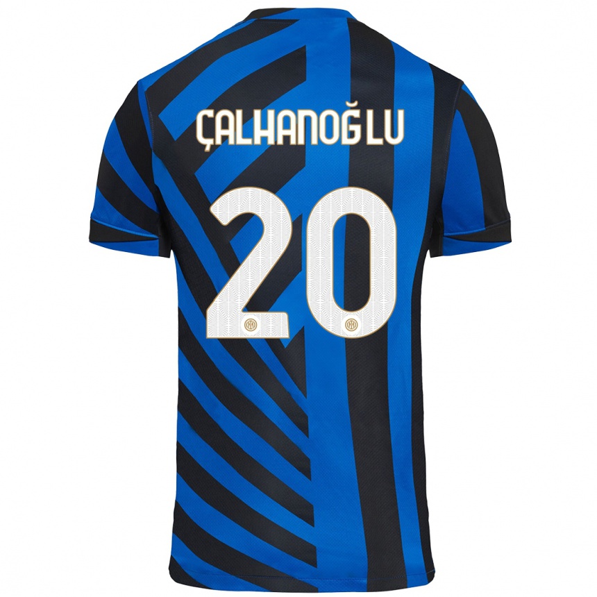 Kids Football Hakan Calhanoglu #20 Blue Black Home Jersey 2024/25 T-Shirt