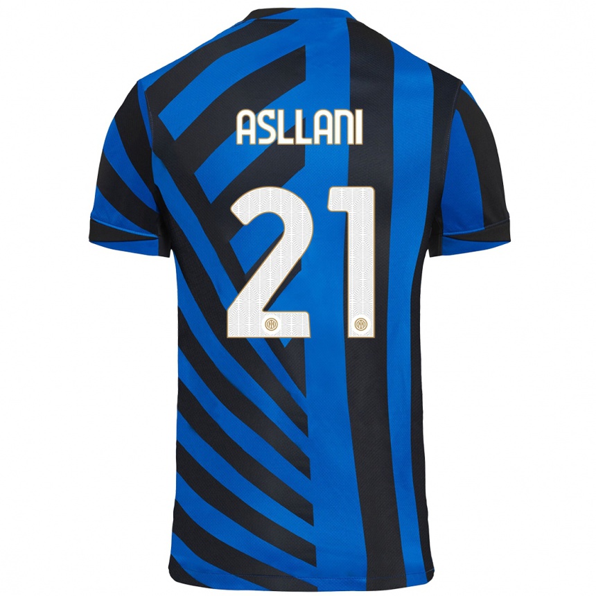 Kids Football Kristjan Asllani #21 Blue Black Home Jersey 2024/25 T-Shirt