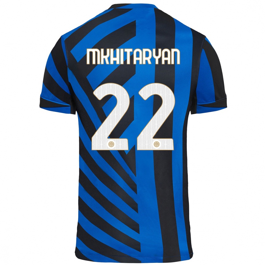 Kids Football Henrikh Mkhitaryan #22 Blue Black Home Jersey 2024/25 T-Shirt