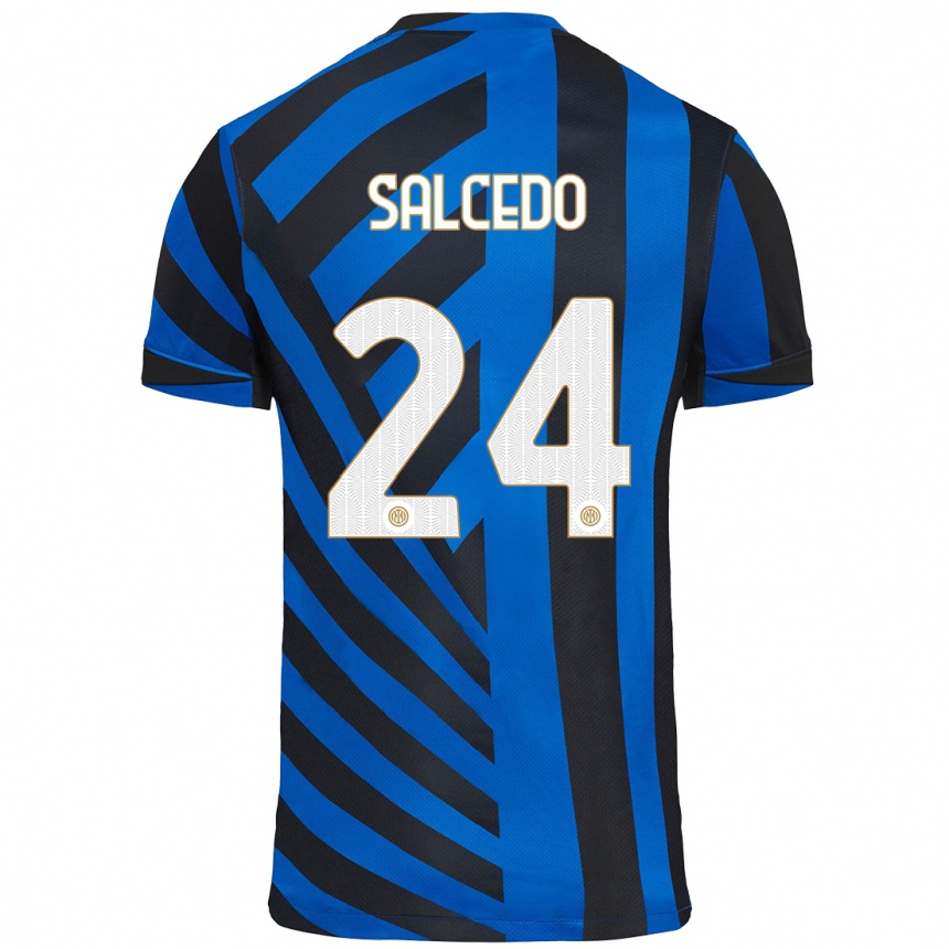 Kids Football Eddie Salcedo #24 Blue Black Home Jersey 2024/25 T-Shirt