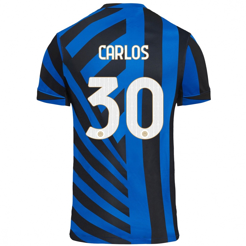 Kids Football Carlos Augusto #30 Blue Black Home Jersey 2024/25 T-Shirt