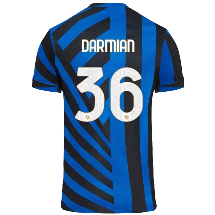 Kids Football Matteo Darmian #36 Blue Black Home Jersey 2024/25 T-Shirt