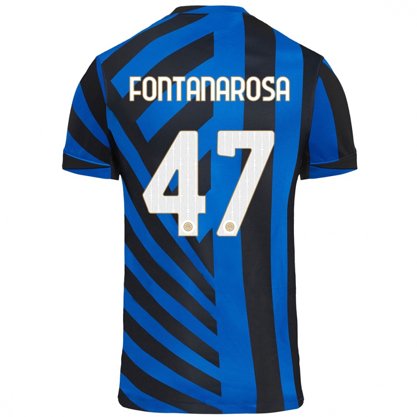 Kids Football Alessandro Fontanarosa #47 Blue Black Home Jersey 2024/25 T-Shirt