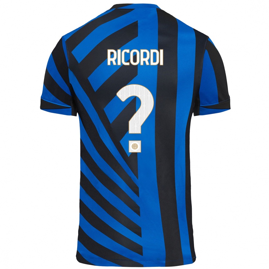 Kids Football Tommaso Ricordi #0 Blue Black Home Jersey 2024/25 T-Shirt