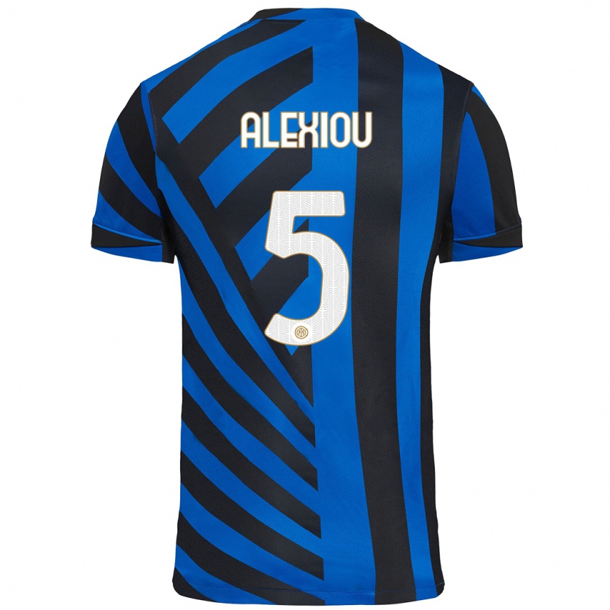 Kids Football Christos Alexiou #5 Blue Black Home Jersey 2024/25 T-Shirt