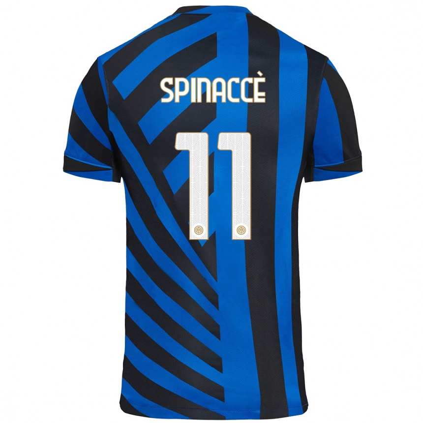 Kids Football Matteo Spinaccè #11 Blue Black Home Jersey 2024/25 T-Shirt