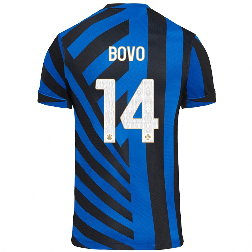 Kids Football Leonardo Bovo #14 Blue Black Home Jersey 2024/25 T-Shirt