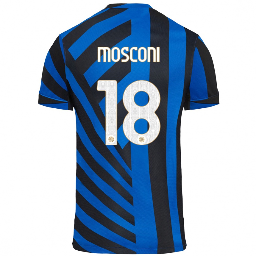 Kids Football Mattia Mosconi #18 Blue Black Home Jersey 2024/25 T-Shirt